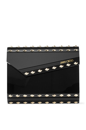 Candy Black Acrylic Clutch Bag with Studs